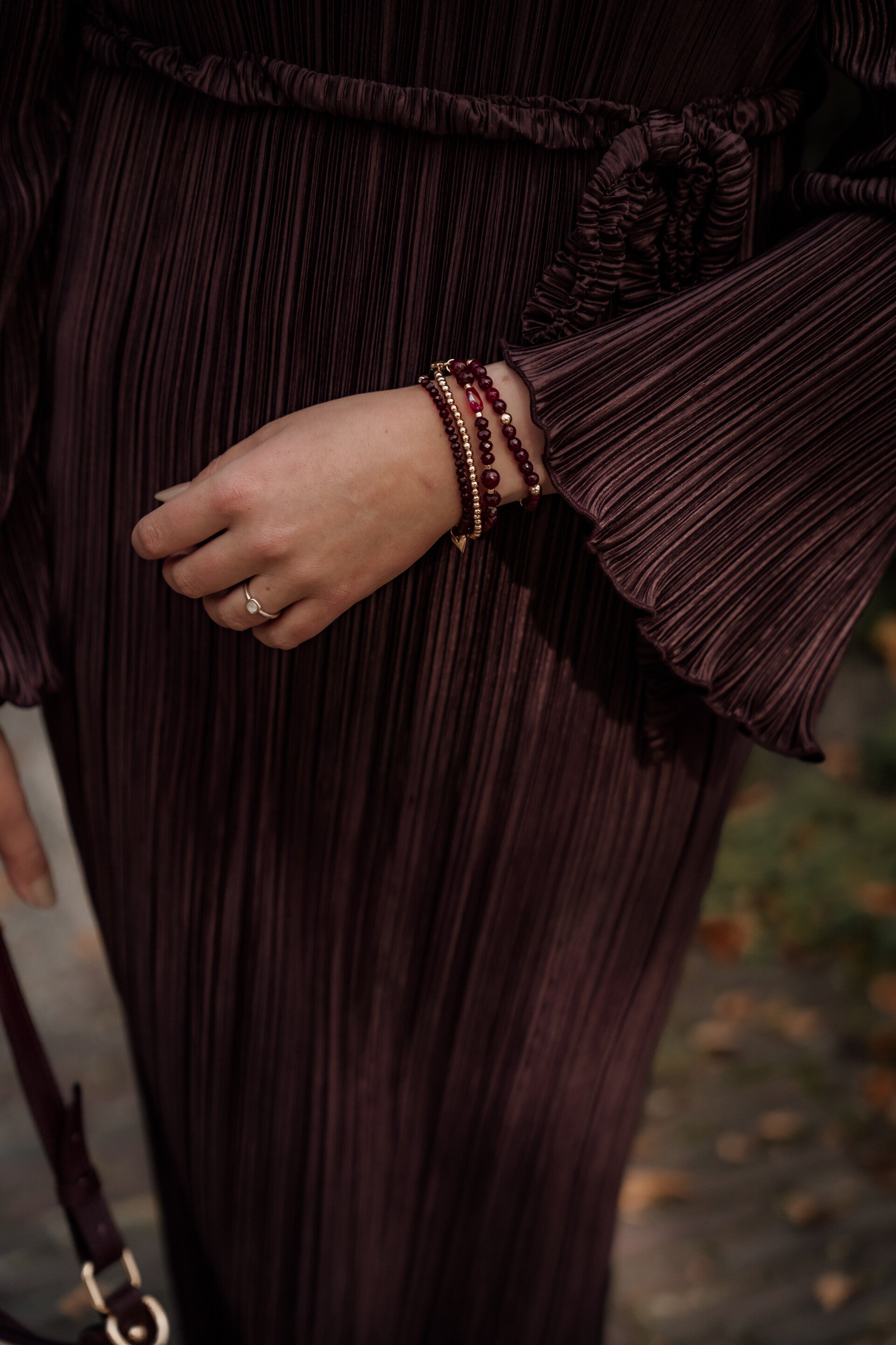 La Flor set armbanden bordeaux