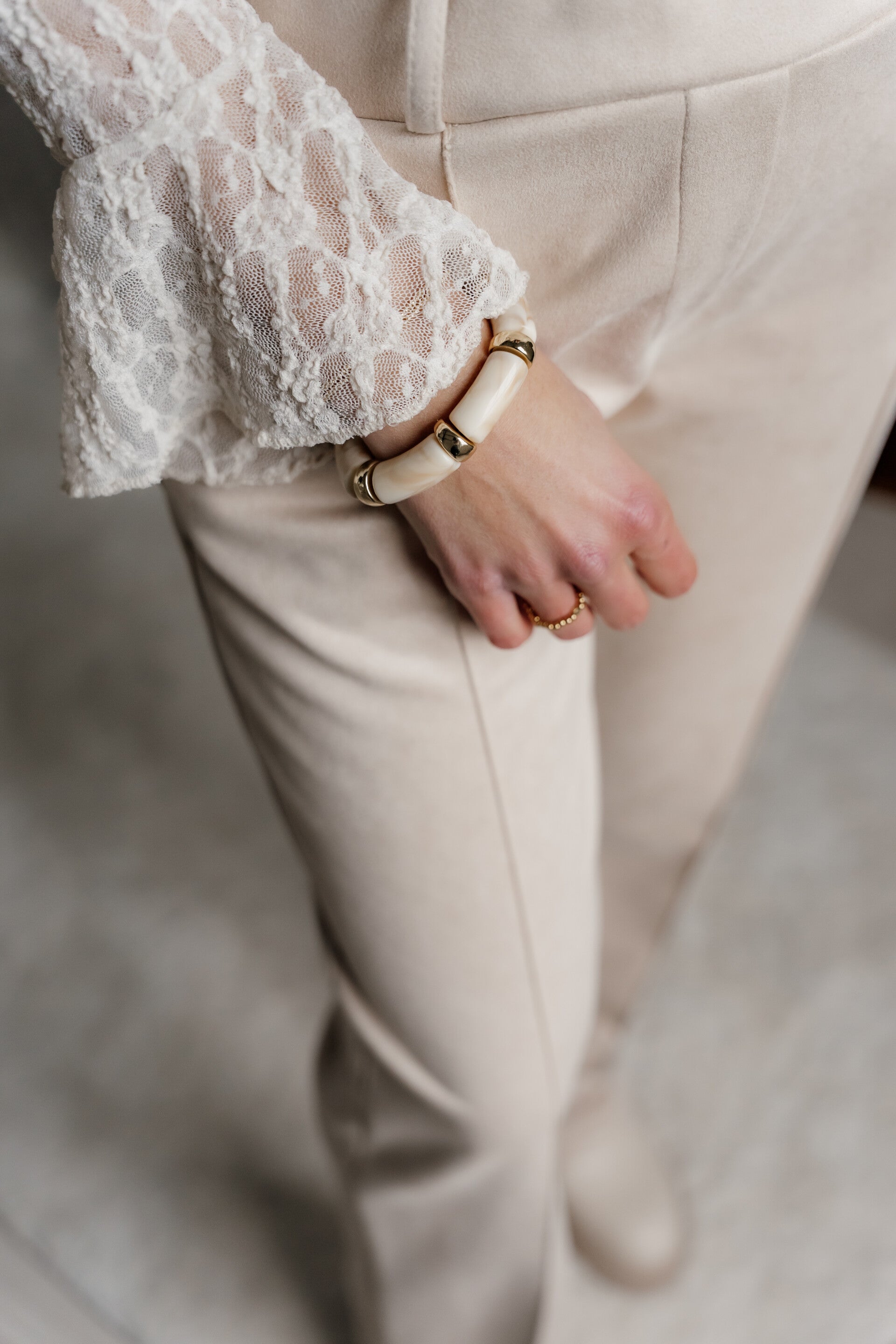 La Flor tube armband beige