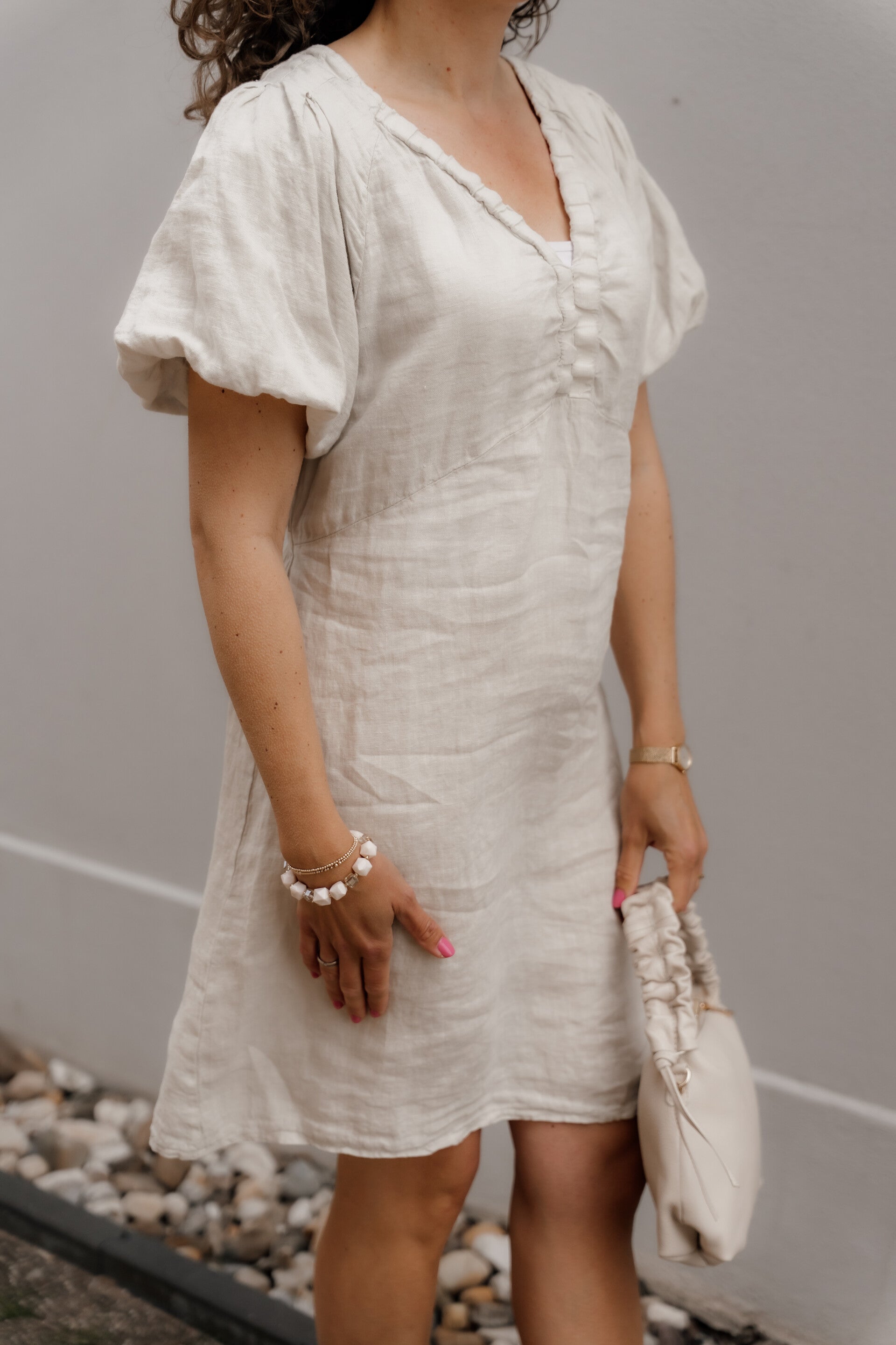 La Flor linnen jurk beige