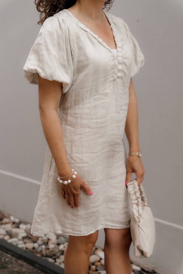 La Flor linnen jurk beige