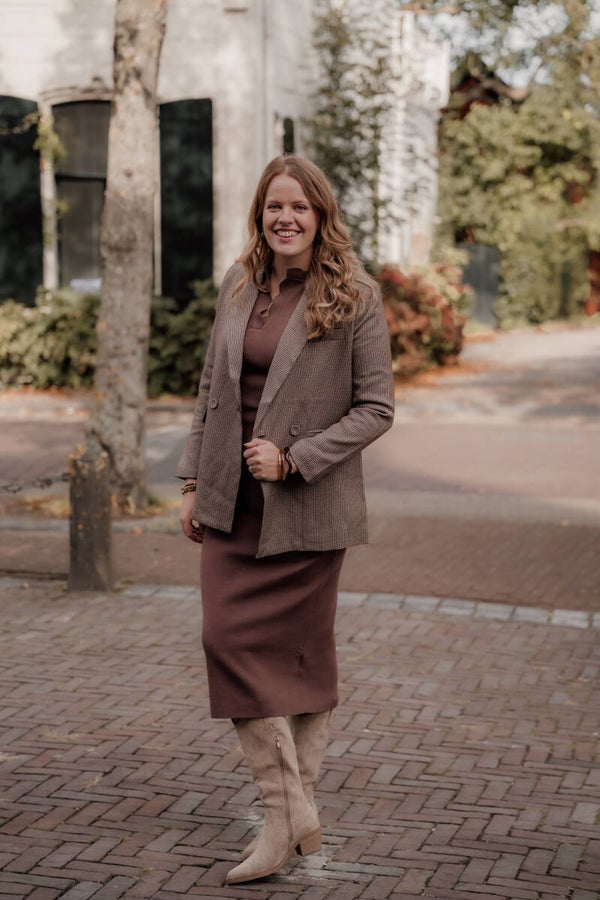 La Flor ruit blazer burgundy