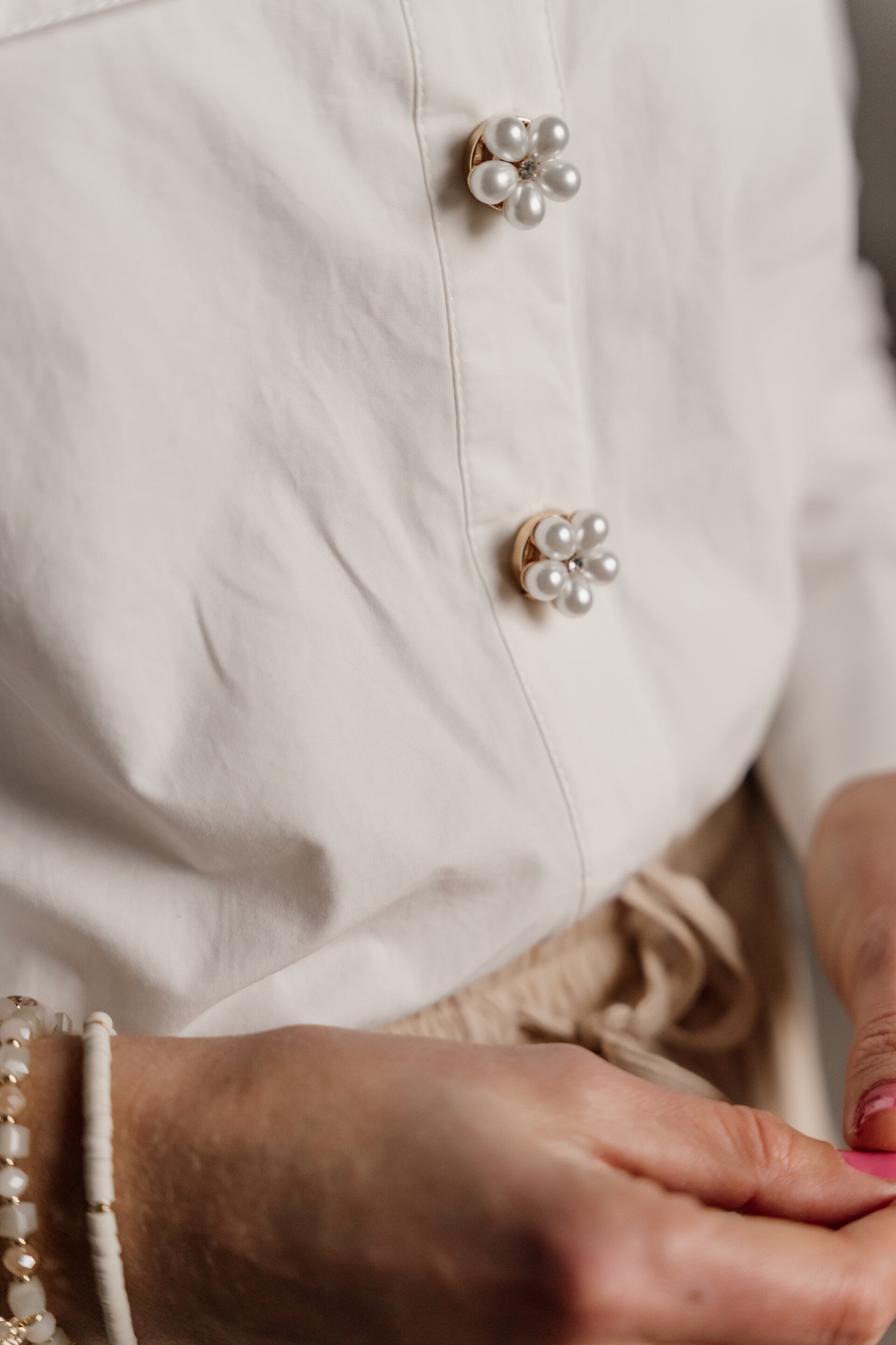 La Flor button covers parels wit