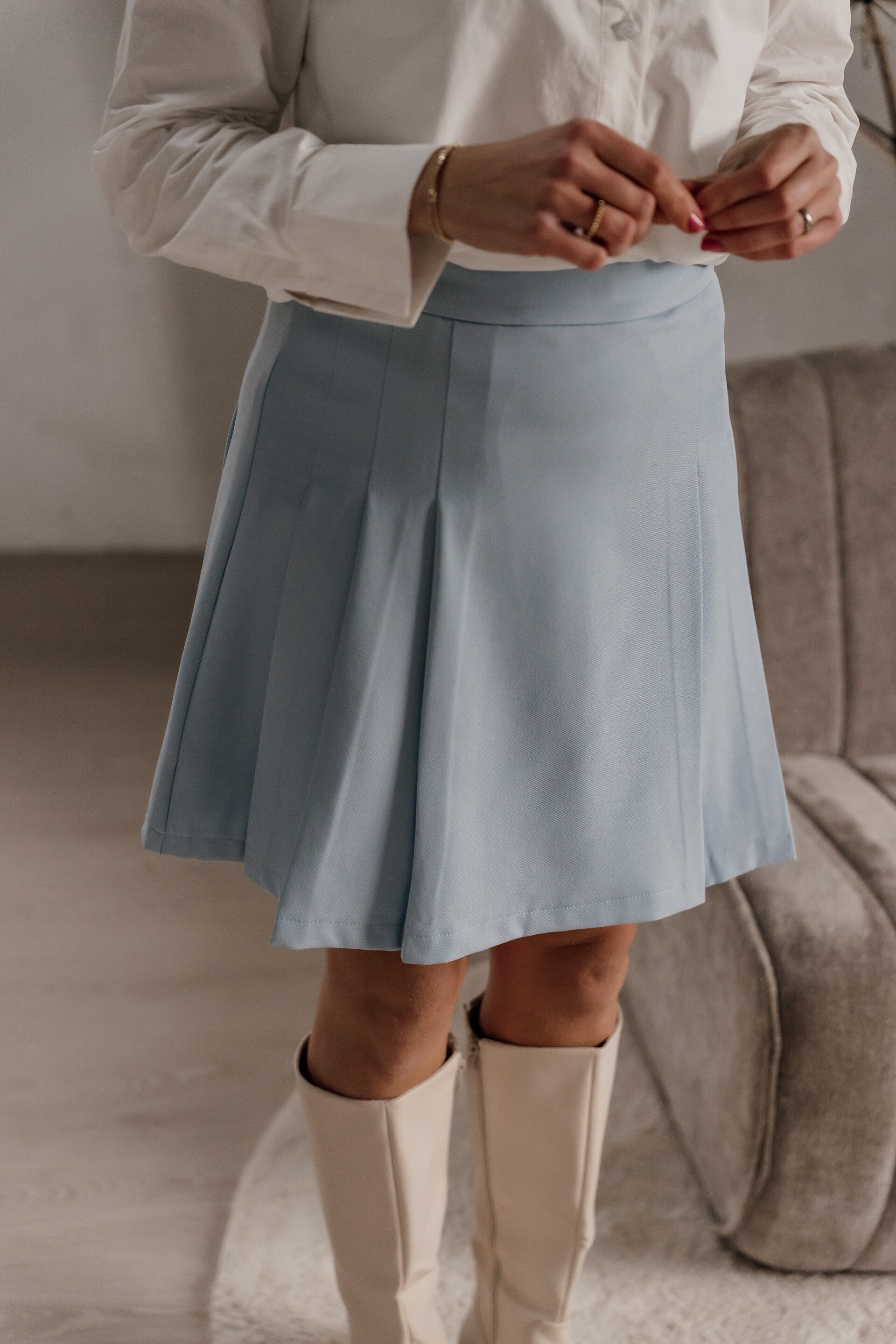 La Flor plooienrok - lichtblauw