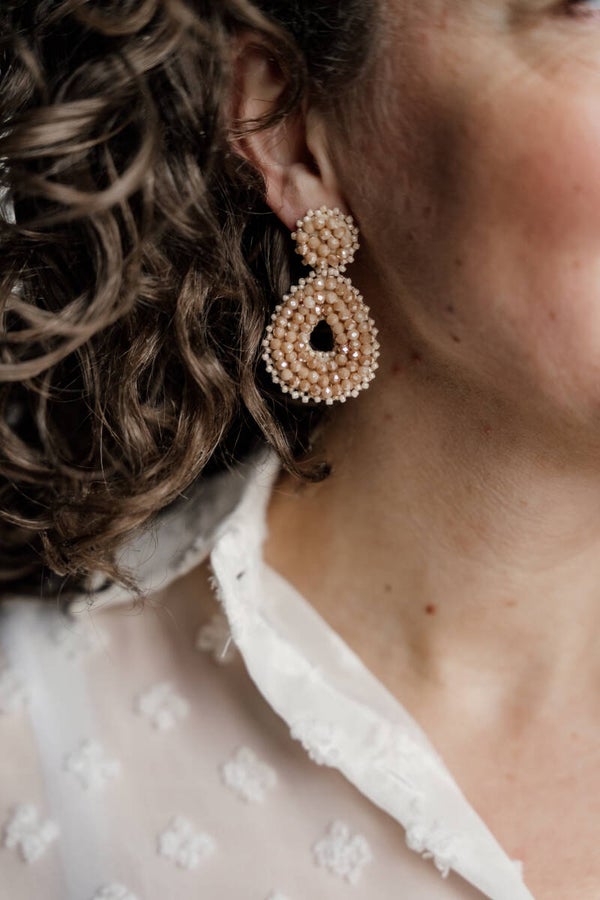 La Flor oorbellen miyuki beads beige