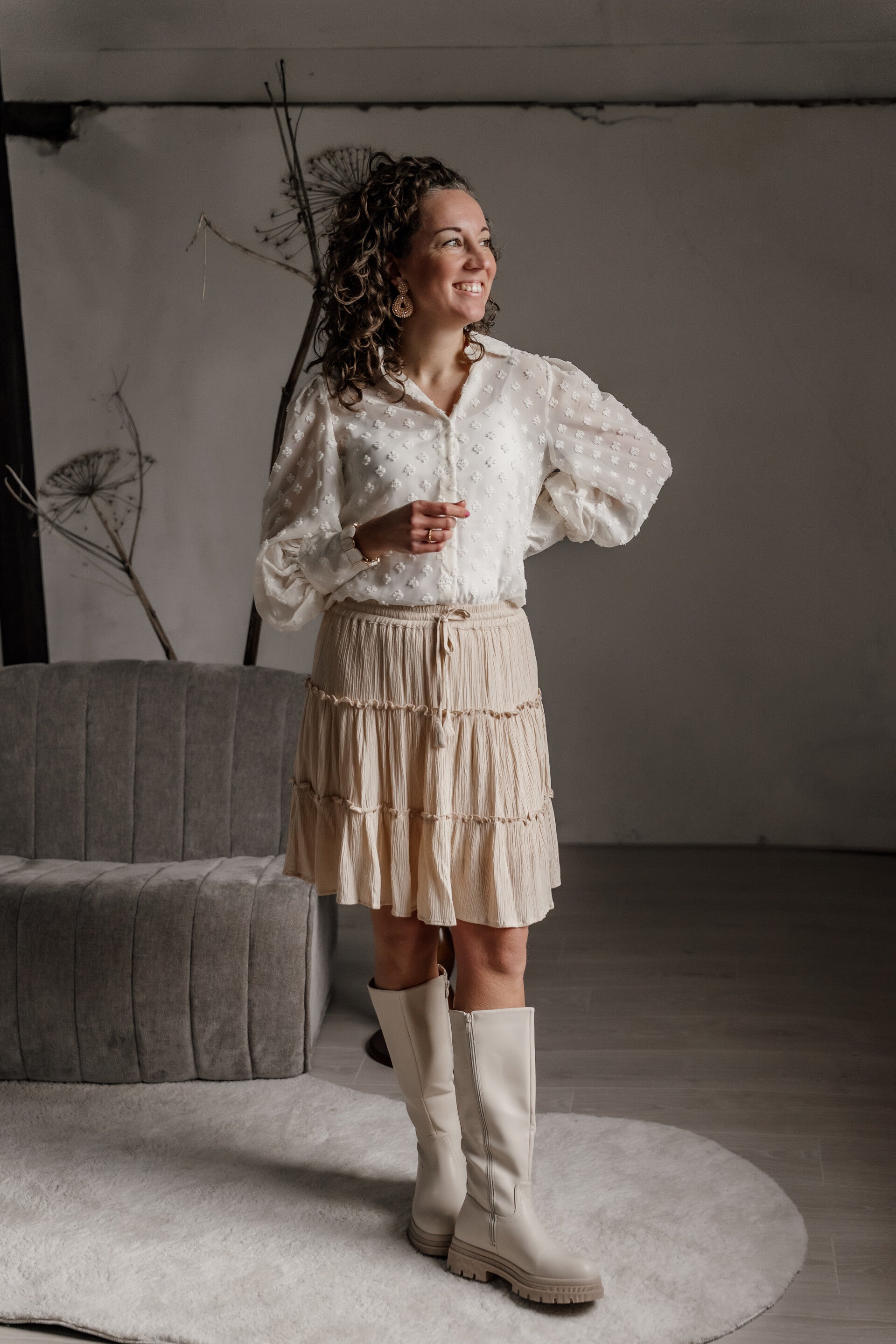 La Flor rok ruffles - beige