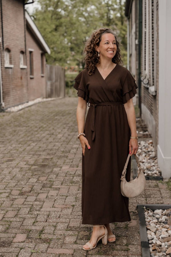 Azzurro maxi jurk bruin