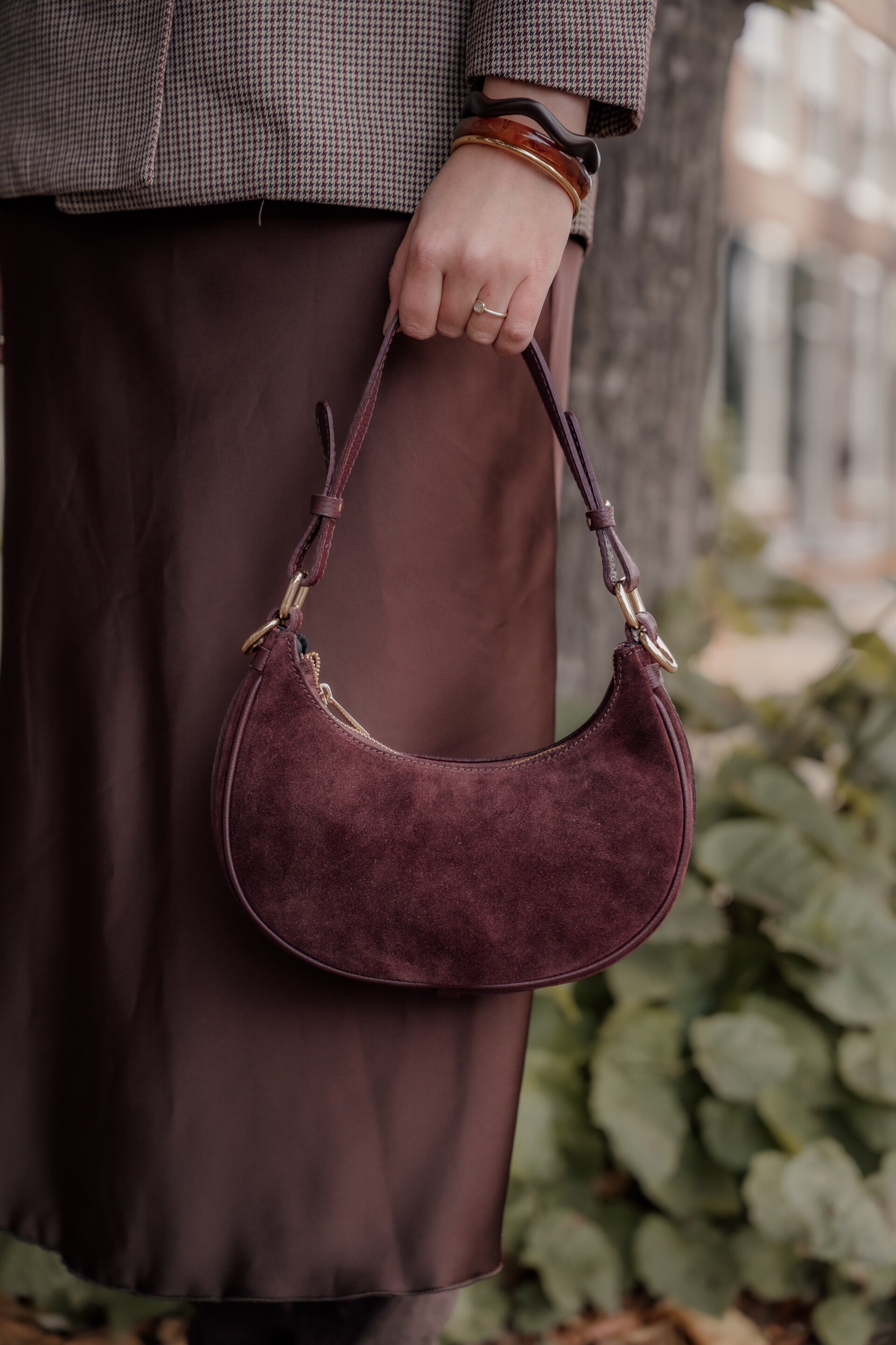 La Flor suède tas Gwyneth burgundy