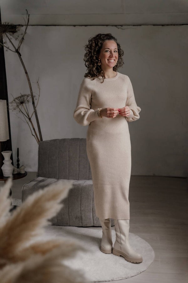 Azzurro bodycon jurk - beige