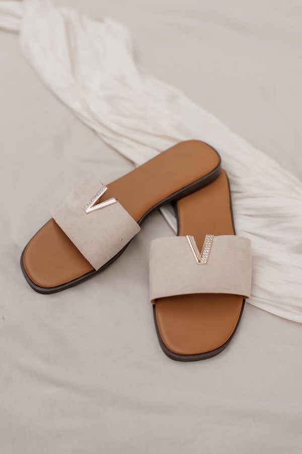 La Flor slippers suède look -v- zand