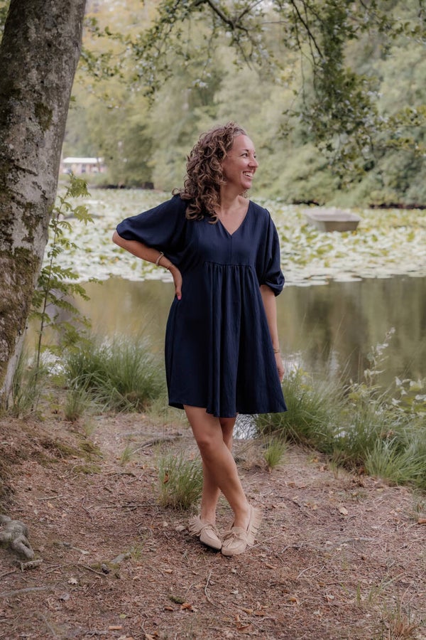 Azzurro viscose jurk donkerblauw