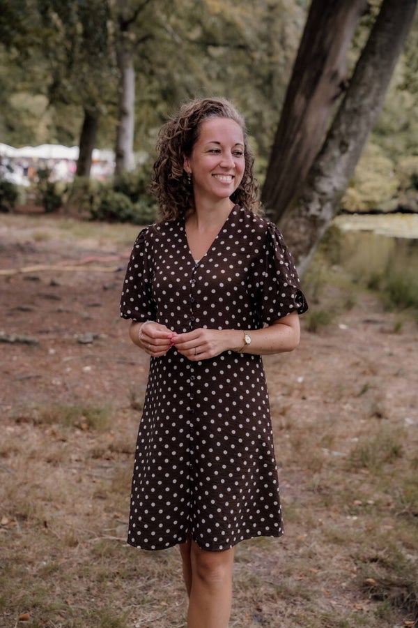 Azzurro jurk polkadot bruin