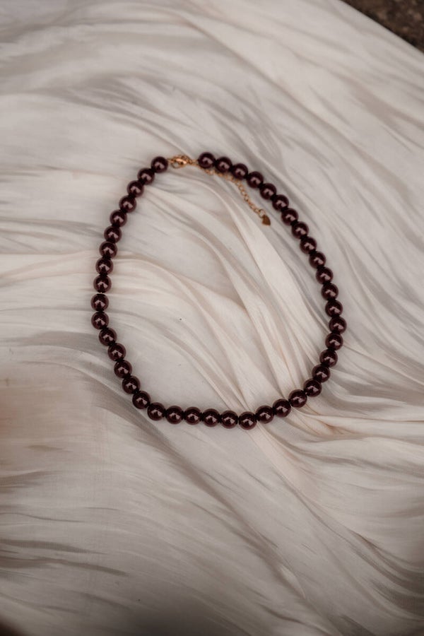 La Flor kralenketting kleine kralen bordeaux