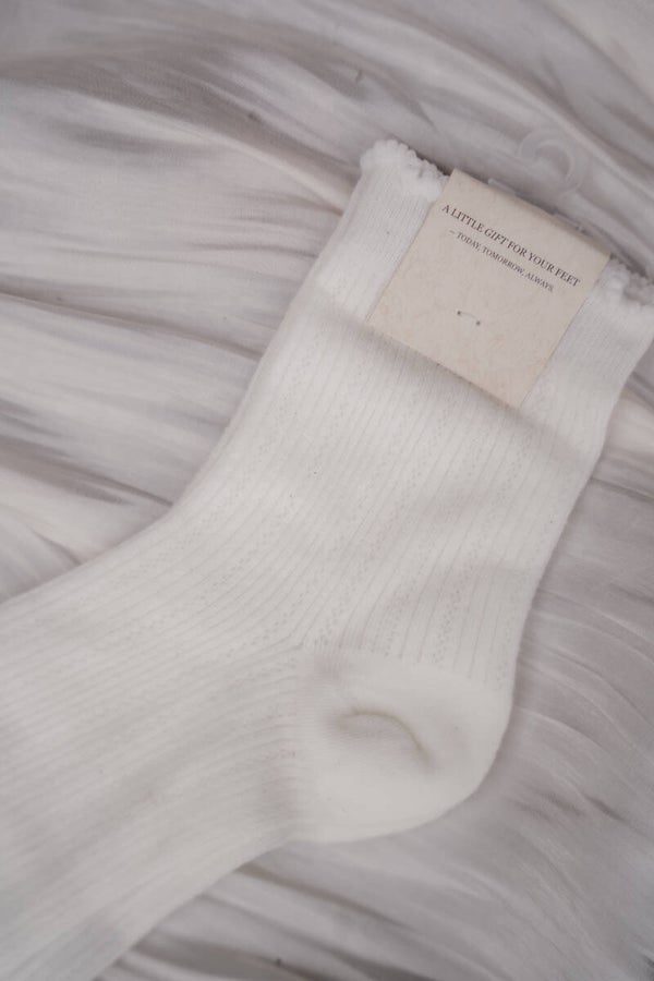 La Flor sokken ruffle wit