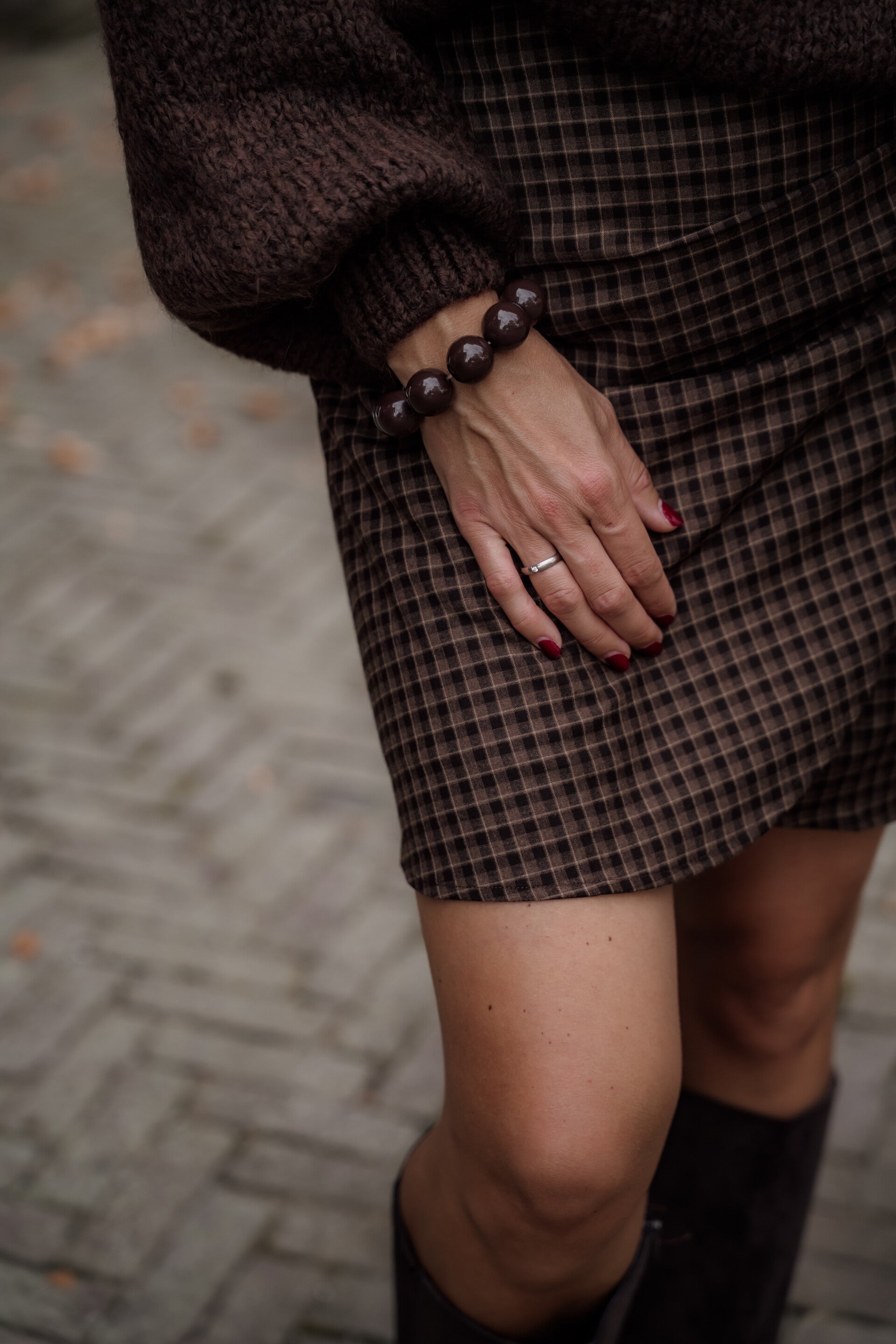 La Flor armband grote kralen bruin