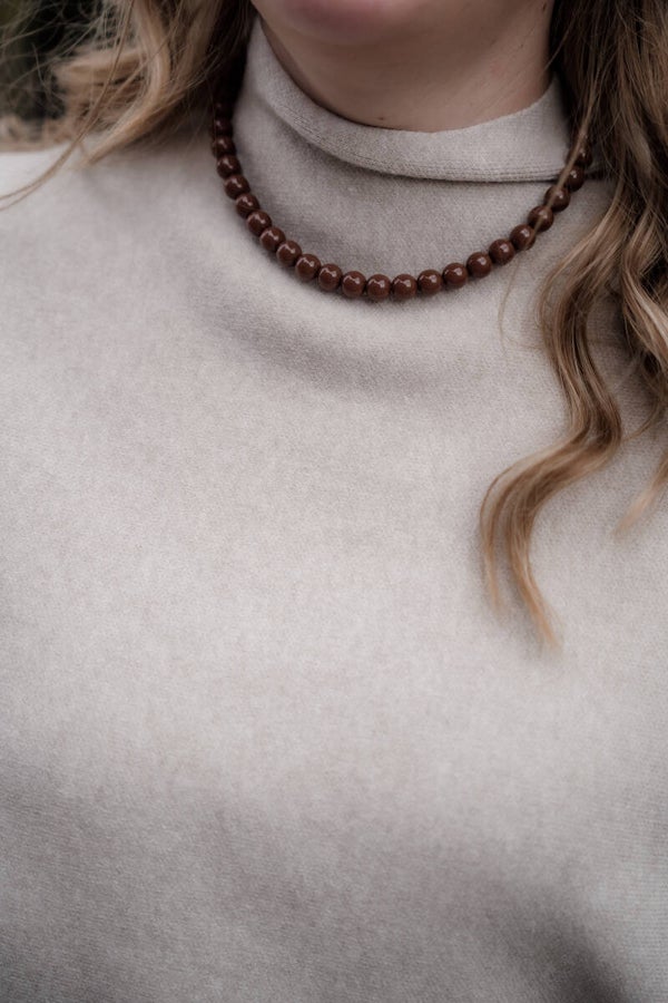 La Flor kralenketting kleine kralen bruin
