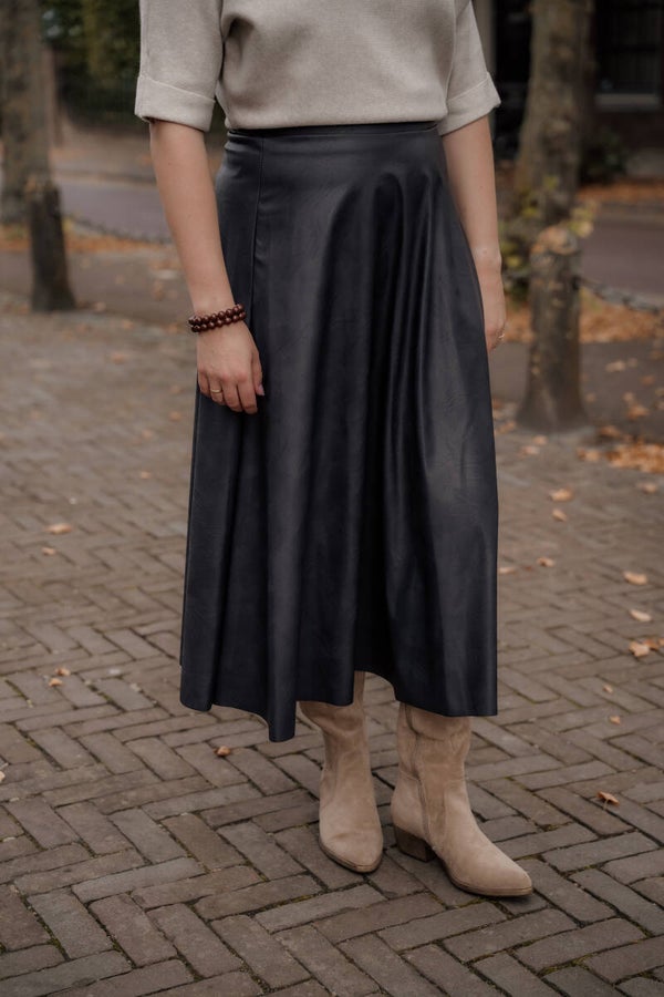 La Flor rok Faux leer - donkerblauw