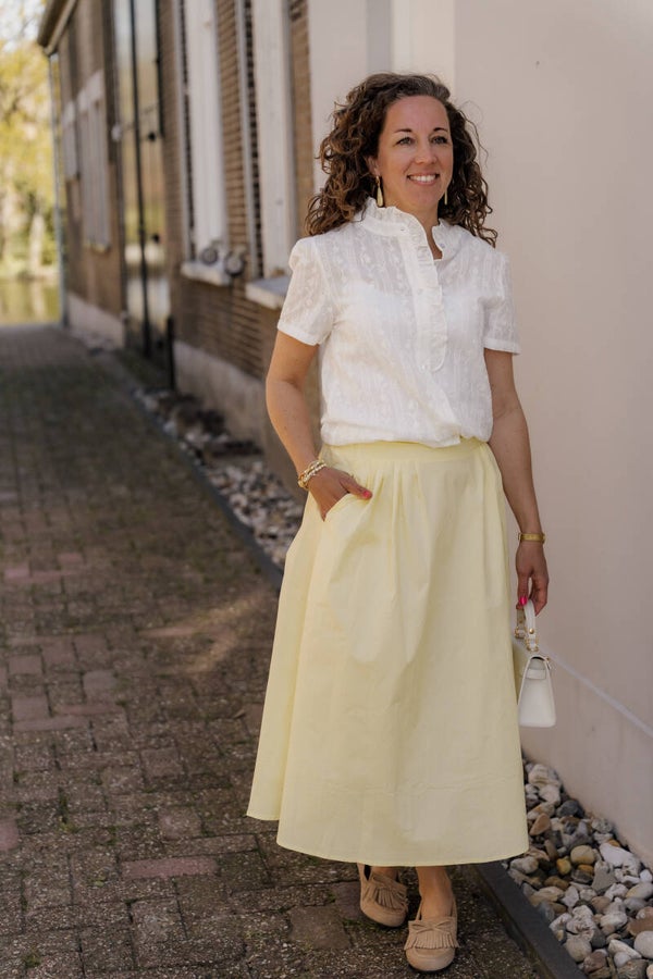 La Flor broderie blouse ruffles - wit