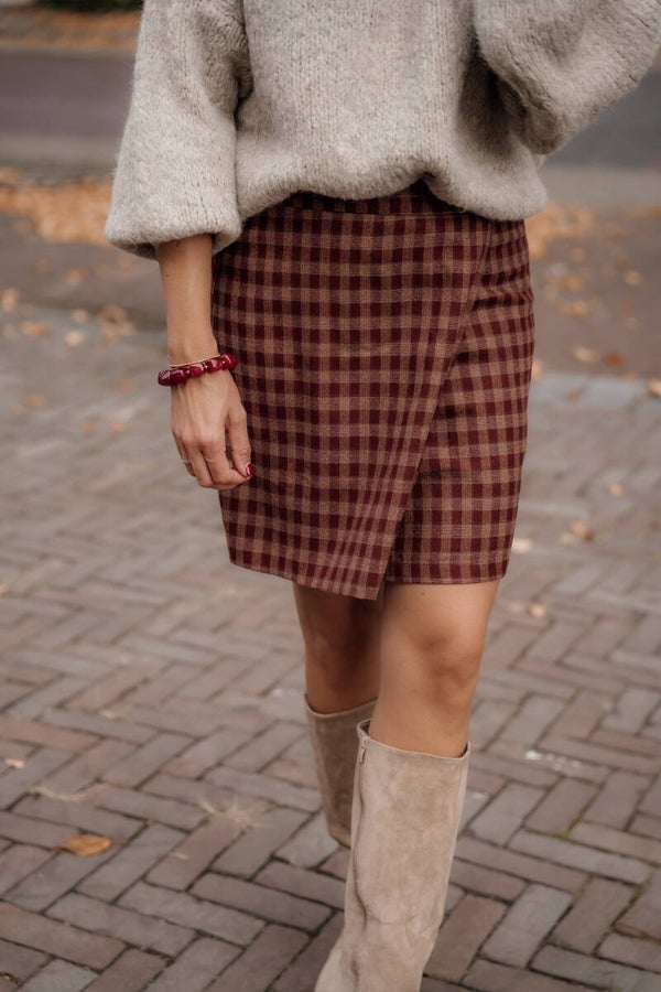 La Flor overslag rok ruit bordeaux