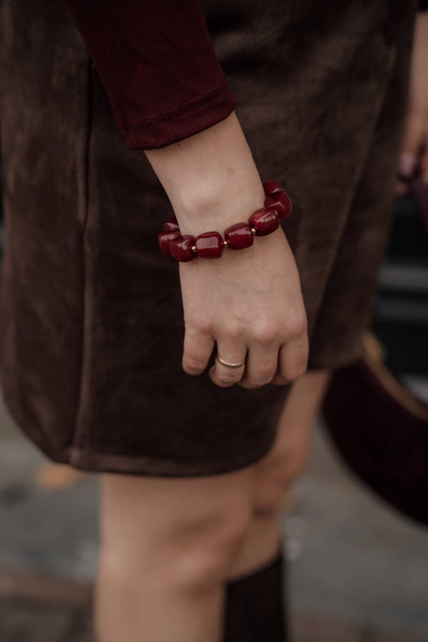 La Flor kralenarmband licht bordeaux