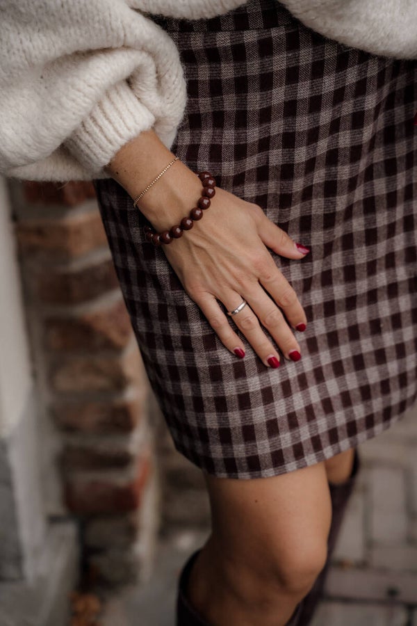 La Flor armband kleine kralen bruin
