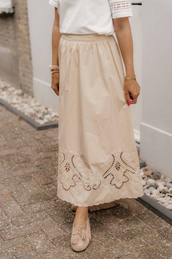 La Flor broderie rok beige