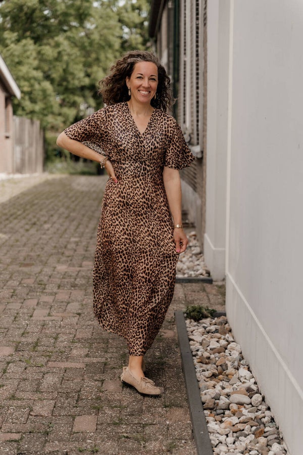 Azzurro maxi jurk print leopard