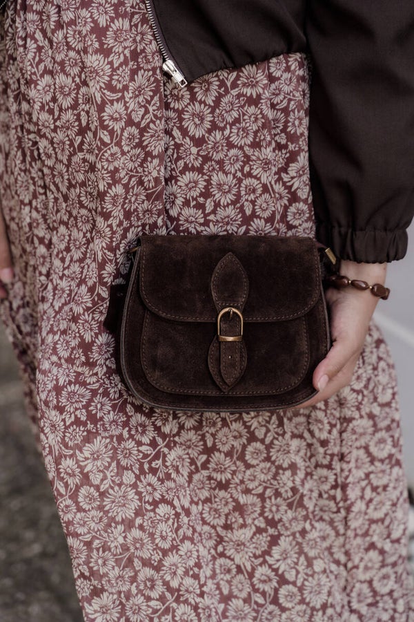 La Flor Tas Sola Suede - Donkerbruin