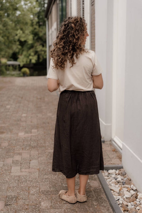 La Flor linnen rok bruin