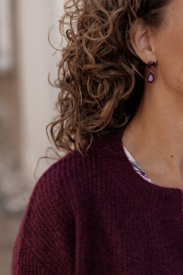 La Flor oorbellen burgundy