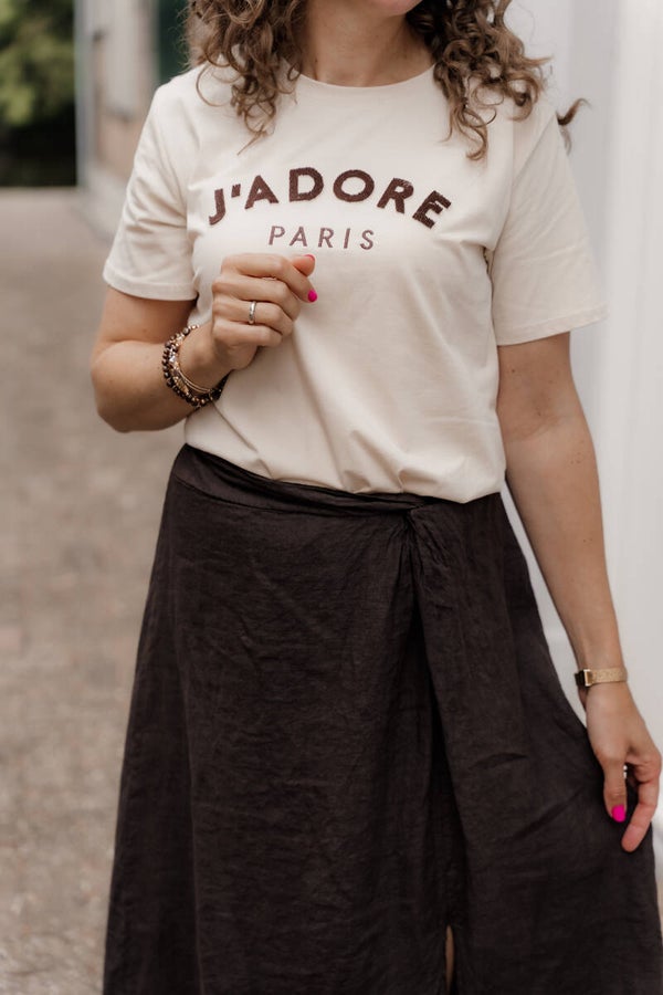 La Flor t-shirt J’Adore Paris - beige