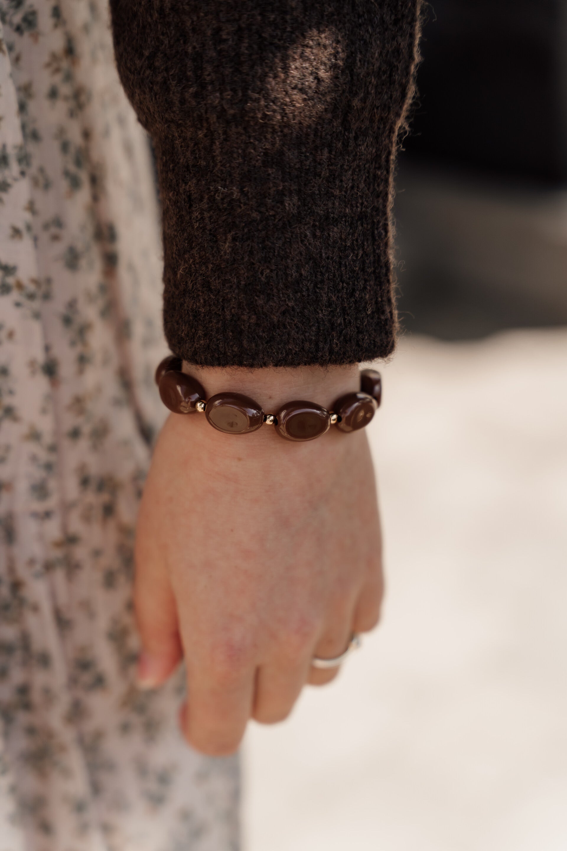 La Flor kralenarmband bruin