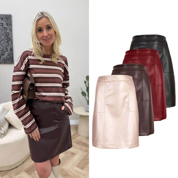 Azzurro rok faux leer - bruin