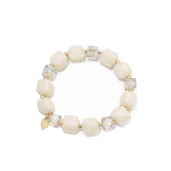 La Flor kralenarmband glaskralen beige
