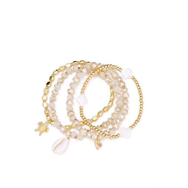 La Flor set armbandjes schelp beige