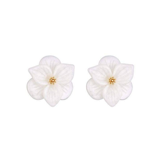 La Flor oorbellen bloem wit