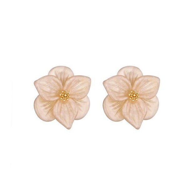 La Flor oorbellen bloem beige