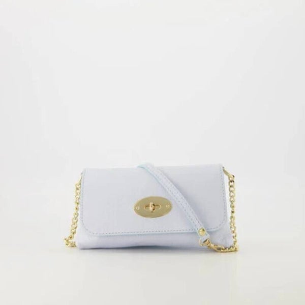 La Flor tas Finley Leer - licht blauw