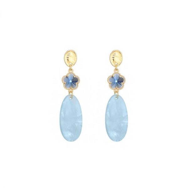 La Flor oorbellen - licht blauw