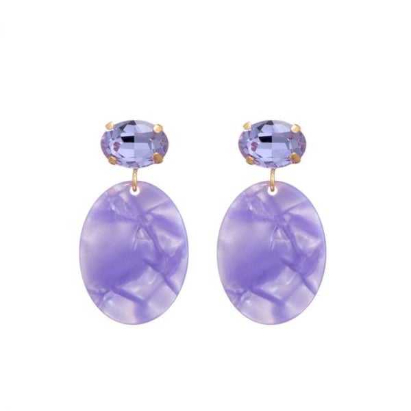 La Flor oorbellen ovaal - paars