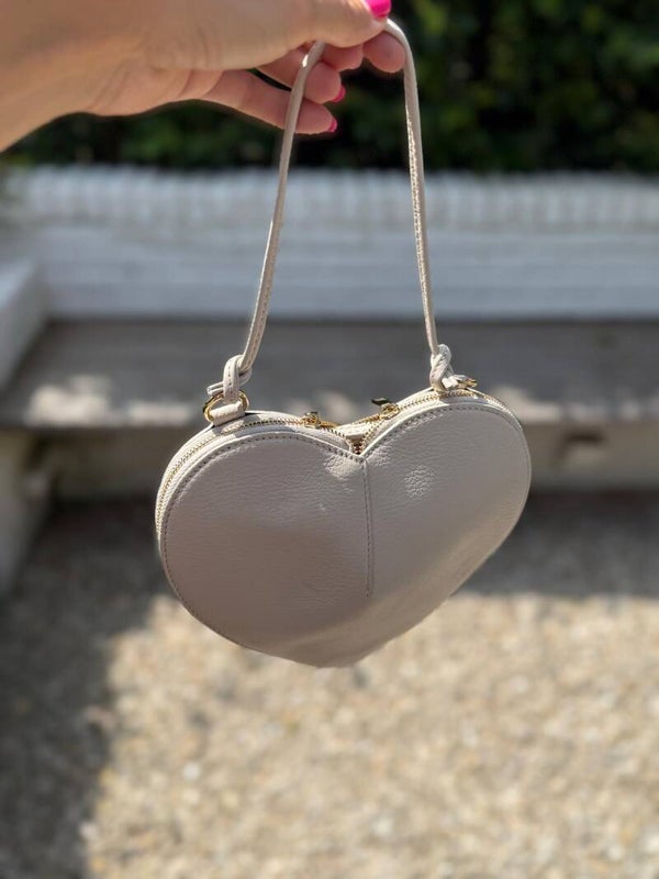 Sale tas hart leer ecru