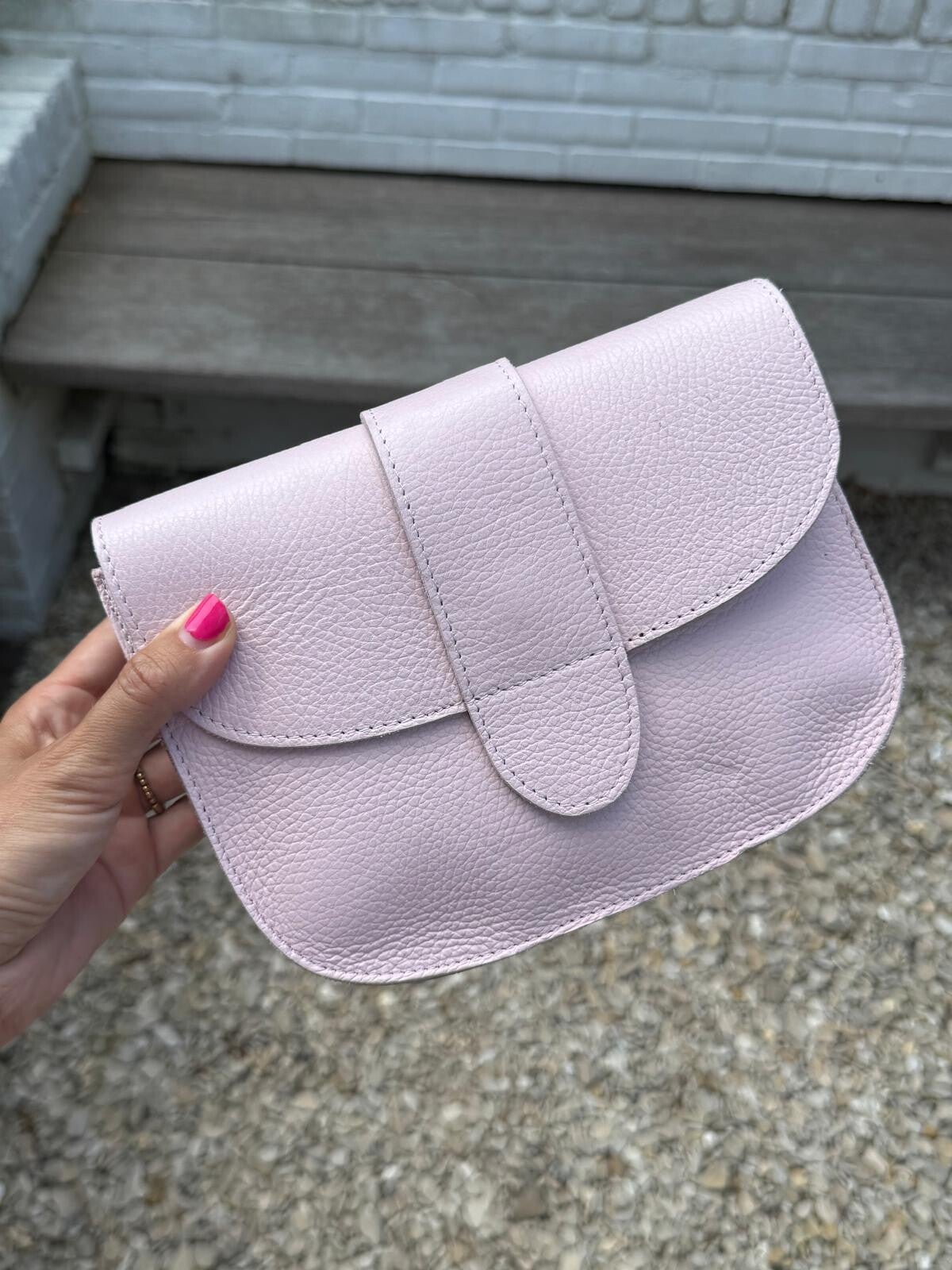 Sale tas Maan leer roze