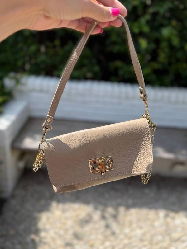 Sale tas leer taupe