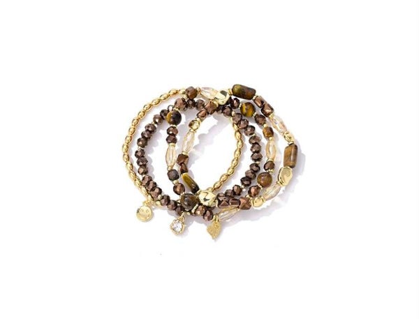 La Flor set armbanden goud-bruin