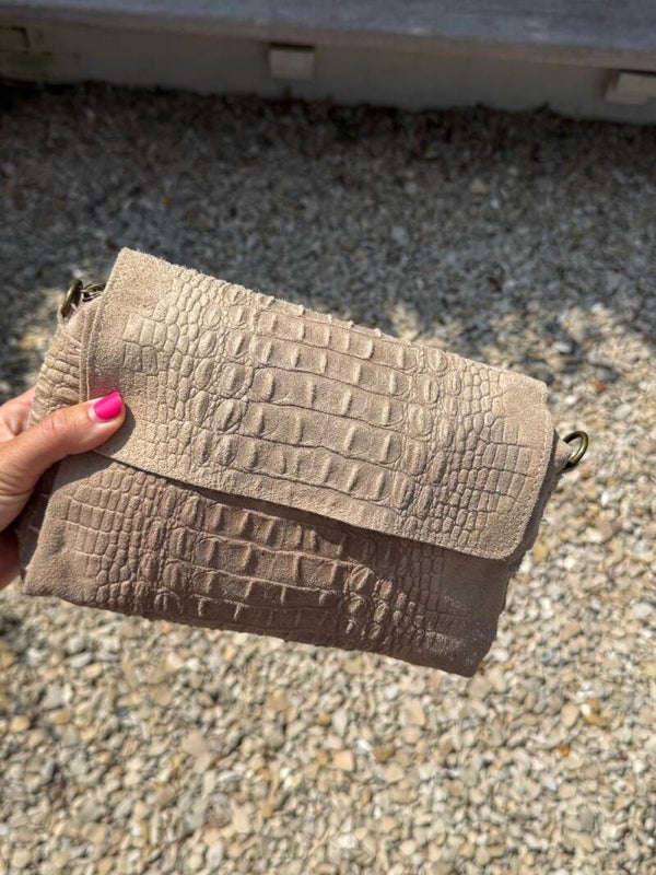 Sale tas suede zand