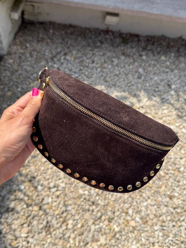 Sale heuptas studs suède donkerbruin