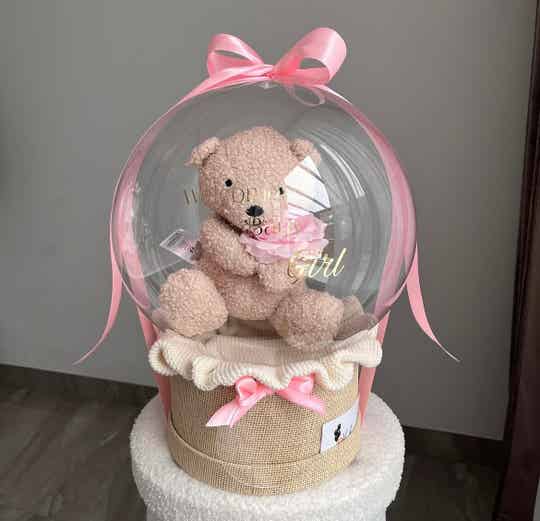 Jollein naturel + Jollein wiegdeken + roze roos ( medium )
