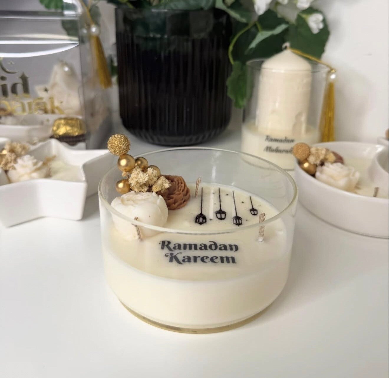 Ramadan kaars met tekst