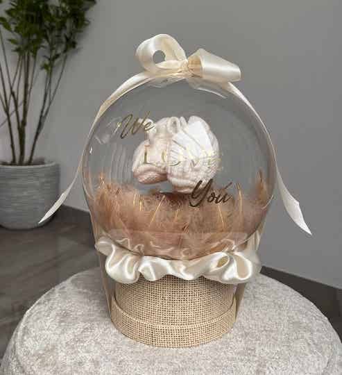 Gebreide slofjes + veren ( small )