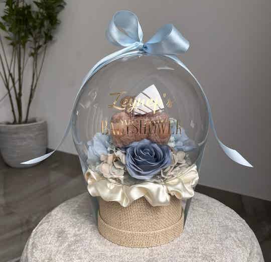 Flowers blauw + mini teddy ( small )