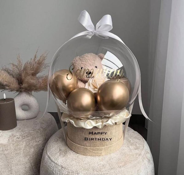 Jollein naturel + beige roos + miniballoons ( medium )